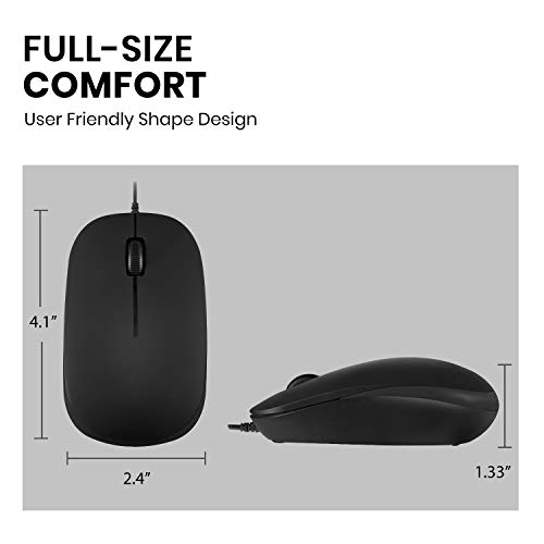 Perixx PERIMICE-201U B, Wired USB Optical Mouse, 3 Buttons - 1000dpi - USB - 1.5m Cable - Black - Image 5