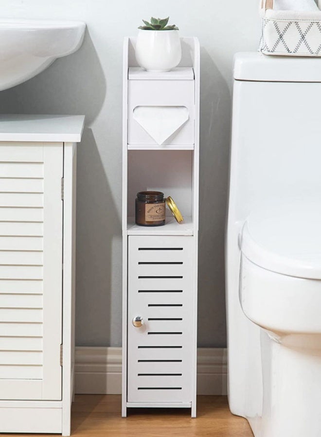 Monda Bathroom Cabinet  Floor, Waterproof Storage Cabinets, Freestanding Storage Cupboard With Tissue Drawers, for Laundry Room, Bathroom, 15 x 17 x 80 cm, White - Image 4