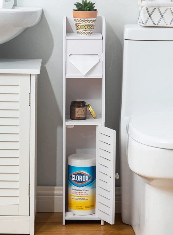 Monda Bathroom Cabinet  Floor, Waterproof Storage Cabinets, Freestanding Storage Cupboard With Tissue Drawers, for Laundry Room, Bathroom, 15 x 17 x 80 cm, White - Image 1