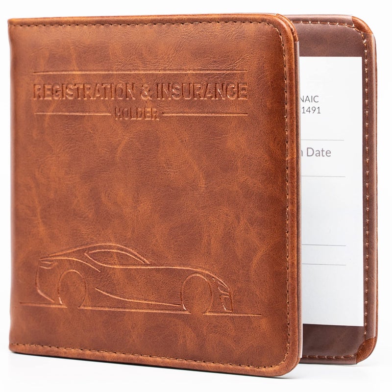 CANOPUS Car Registration and Insurance Holder, Magnetic Closure, Embossed Card Document Holder, Vehicle Glove Box Organizer, Wallet for Auto, SUV, Motorcycle, Truck, Waterproof, Car Model