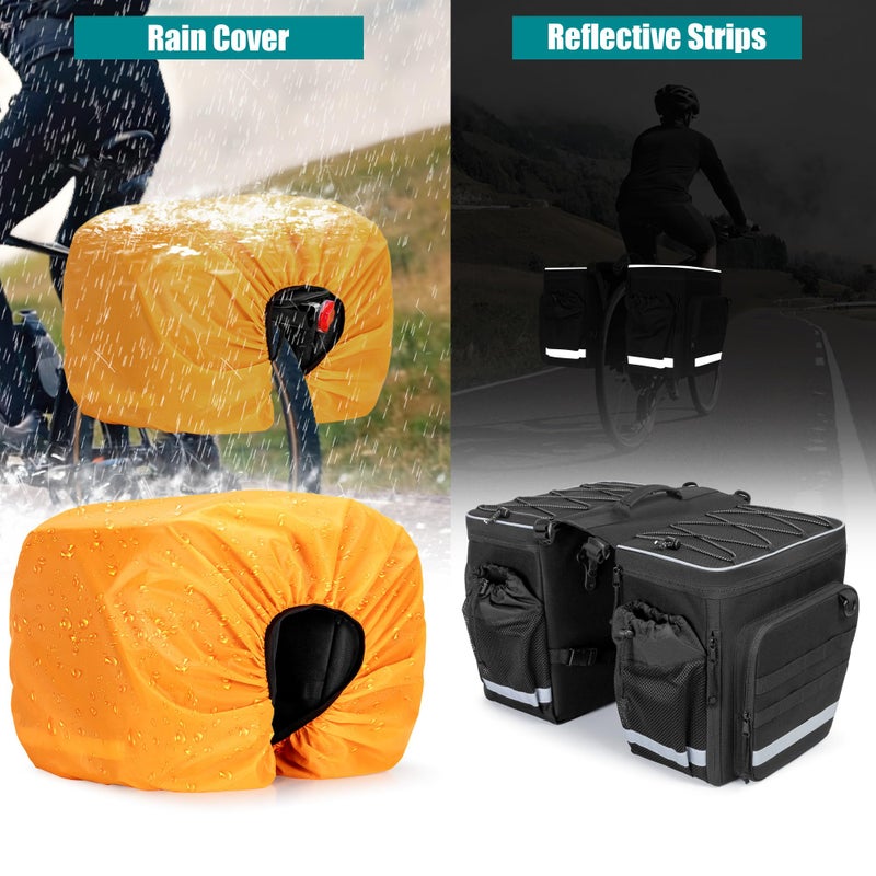 Marscamd 50L Bike Panniers with a Rain Cover, Bike Saddle Bag with Expandable Compartment and Multiple Pockets, Black - Image 4