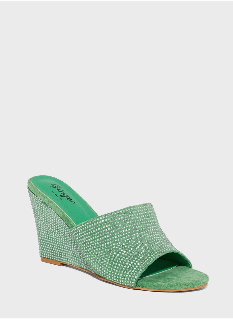 Ginger - Embelisshed Wedge Sandals - Image 1