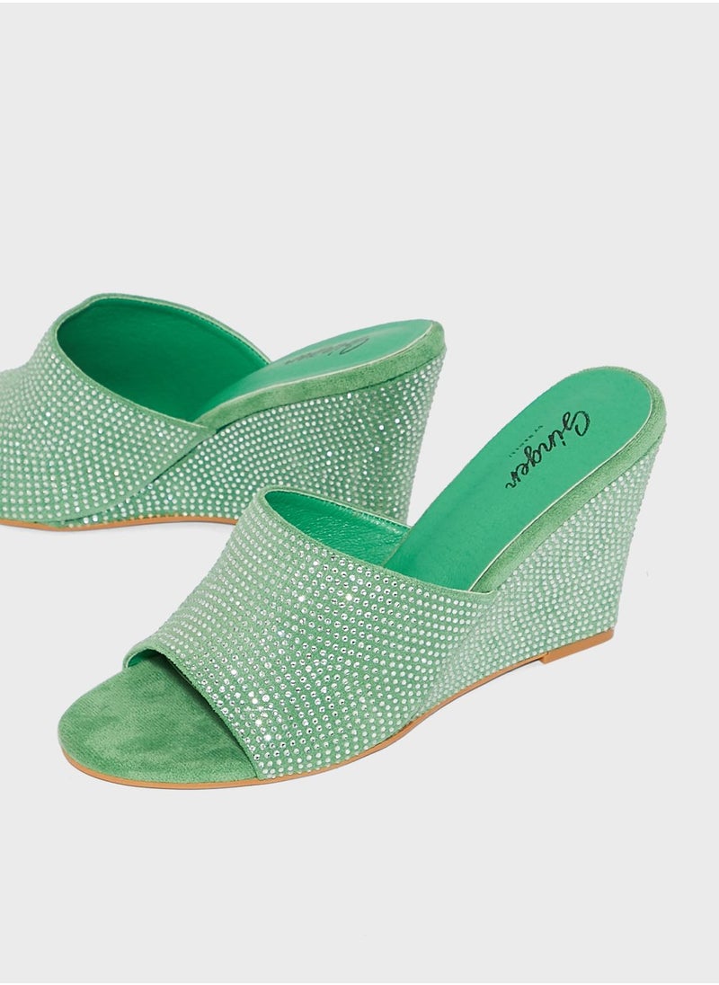 Ginger - Embelisshed Wedge Sandals - Image 1