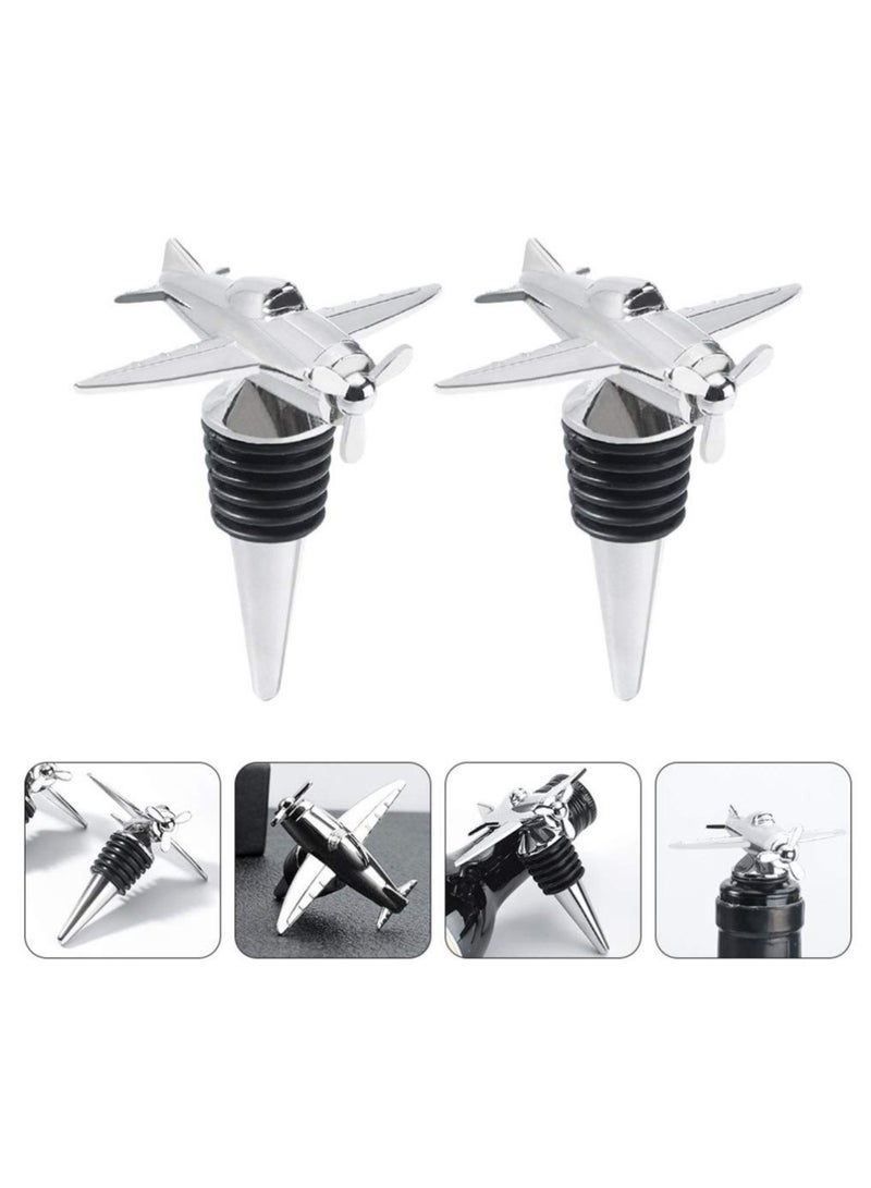 KASTWAVE 4 PCS Wine Stopper Bottle Stopper Wine Saver, Reusable Wine Stopper Used, Wine Champagne Preservation Plug, Aircraft Style Beer Wine Spout Saver Beverage Bottle Seal  - Image 4