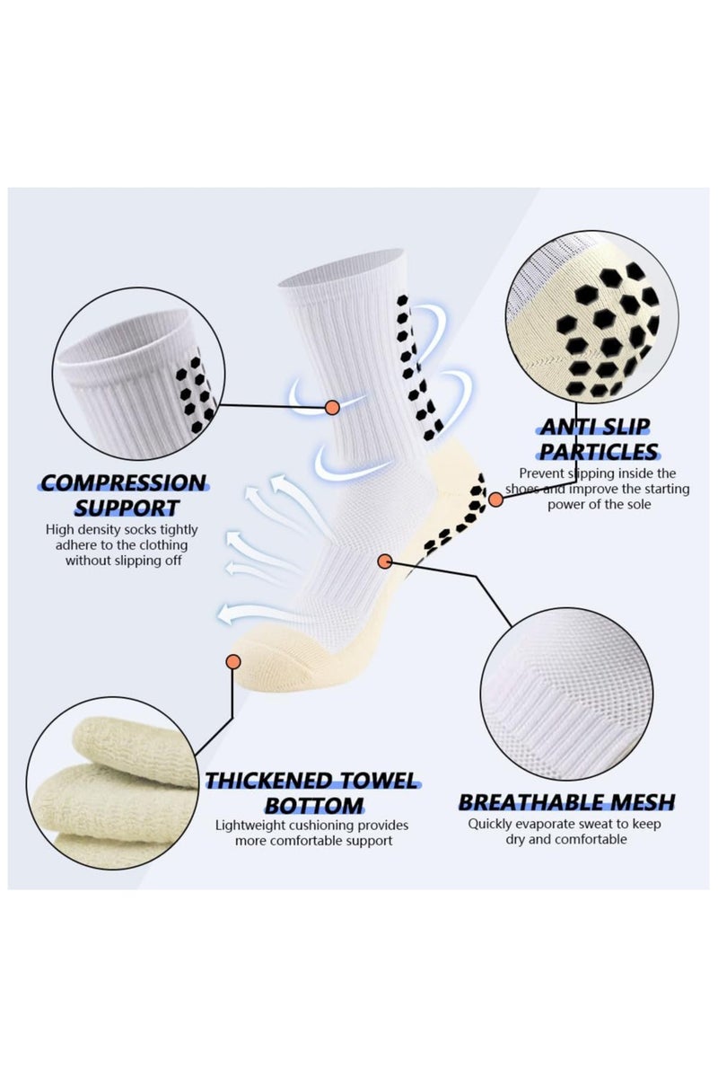 1 Pair Grip Soccer Socks, 1 Pair Soccer Sleeve Socks with 1 Pack Shin Guards and 2 Shin Straps, Football Game Set 6 Pcs - Image 2