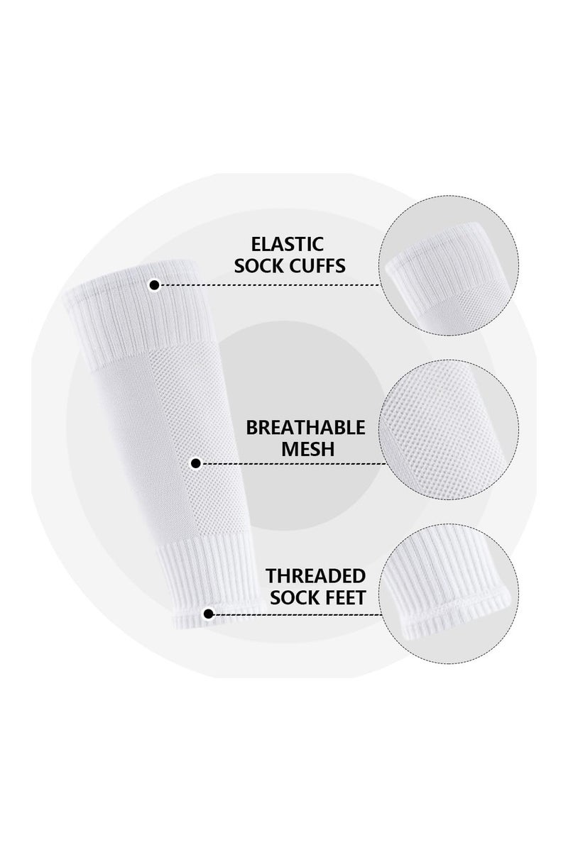 1 Pair Grip Soccer Socks, 1 Pair Soccer Sleeve Socks with 1 Pack Shin Guards and 2 Shin Straps, Football Game Set 6 Pcs - Image 3