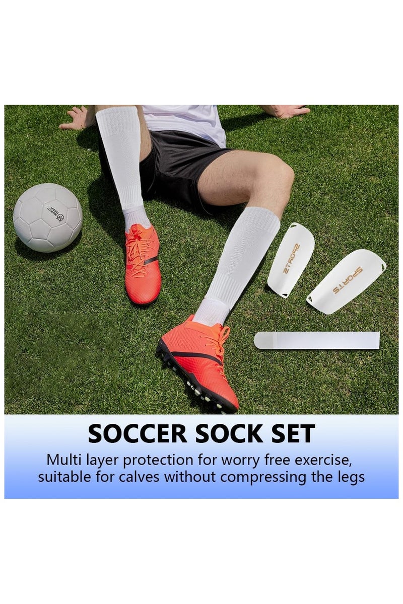 1 Pair Grip Soccer Socks, 1 Pair Soccer Sleeve Socks with 1 Pack Shin Guards and 2 Shin Straps, Football Game Set 6 Pcs - Image 5