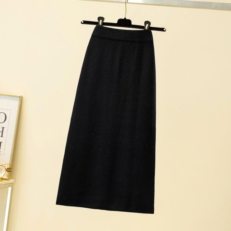 2024 New Knitted Skirt Womens Autumn and Winter Sweater Small Hip Skirt Draping Fashion Khaki - Image 4