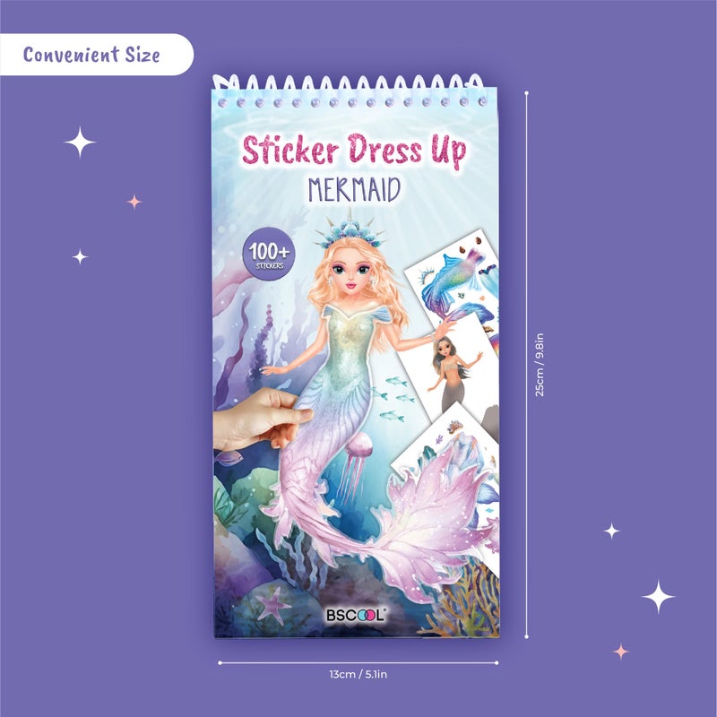 BSCOOL Sticker Dress up Mermaid - Sticker Activity Book for Kids. Learn Girls Fashion Design for Mermaid with Stickers and Guides for Kids 5 and up. Little Designer Creativity Book - Image 2
