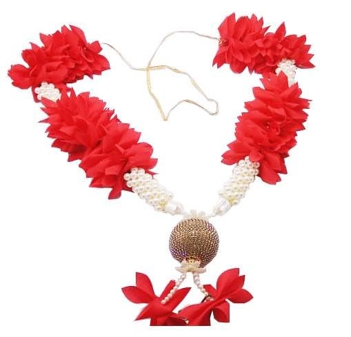 CLICKSWIFT قلادة مالا مصنوعة يدويًا من كليك سويفت لإطارات الصور | قلادة خرز وزهور صناعية لتماثيل الآلهة، إطار الصور، الماندير والمعابد بحجم كبير 1 قطعة متعددة الألوان - Image 1