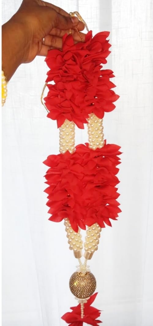 CLICKSWIFT قلادة مالا مصنوعة يدويًا من كليك سويفت لإطارات الصور | قلادة خرز وزهور صناعية لتماثيل الآلهة، إطار الصور، الماندير والمعابد بحجم كبير 1 قطعة متعددة الألوان - Image 3