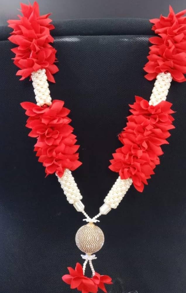 CLICKSWIFT قلادة مالا مصنوعة يدويًا من كليك سويفت لإطارات الصور | قلادة خرز وزهور صناعية لتماثيل الآلهة، إطار الصور، الماندير والمعابد بحجم كبير 1 قطعة متعددة الألوان - Image 5