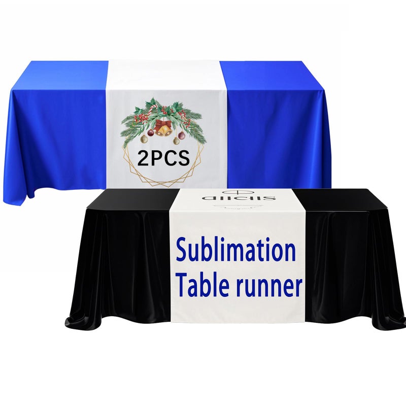ARKBAODAN Sublimation Table Banner 72" x 24" White 100% Polyester Table Runner Sublimation Blanks Personalized Table Runner with Logo,Table Decor, Party Decor, Vendor Booth, Blank Banner (2 PCS) - Image 1
