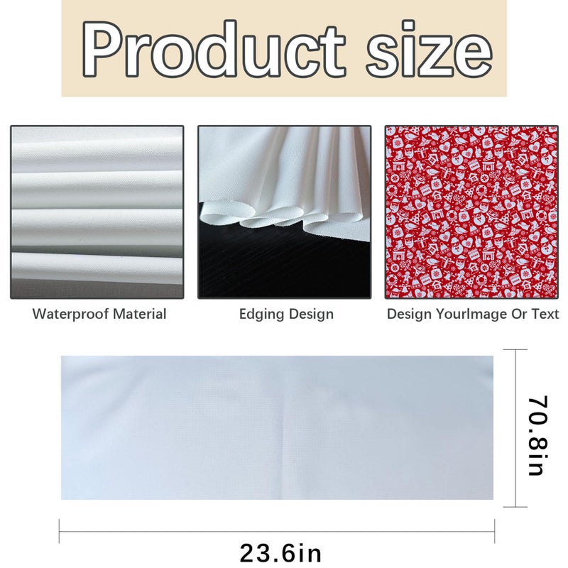 ARKBAODAN Sublimation Table Banner 72" x 24" White 100% Polyester Table Runner Sublimation Blanks Personalized Table Runner with Logo,Table Decor, Party Decor, Vendor Booth, Blank Banner (2 PCS) - Image 2