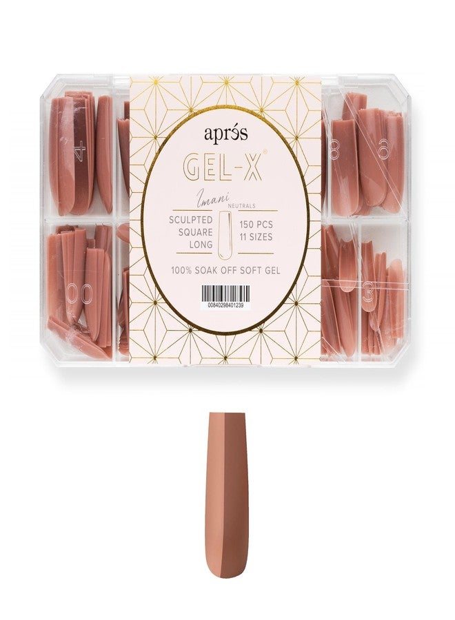 APRÉS Apres Neutrals Gel-X Imani Box Of Nail Tips, 11 Sizes 00-9, Soft Gel Tip Box (150pcs) (Sculpted Square Long, 150) - Image 1