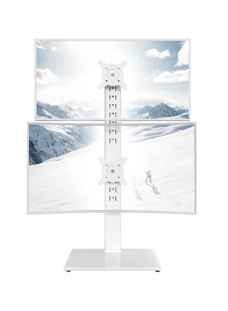 erorex Dual Monitor Stand - Vertical Stack Screen Free-Standing Monitor Riser Fits Two 13 to 34 Inch Screen with Swivel, Tilt, Height Adjustable, Holds One (1) Screen up to 20kg white - Image 1