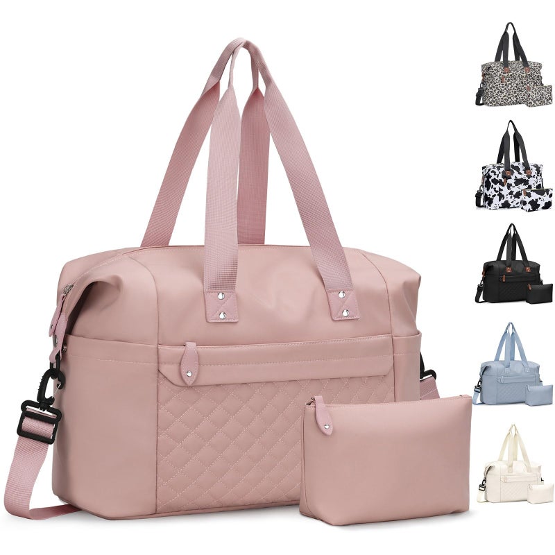 Pritent Travel Duffle Bag Waterproof Weekender Overnight Hospital Bags for Women Men with Toiletry Bag Lightweight Carry on Duffle Gym Bag for Travel Airplanes SportsPink Large - Image 2