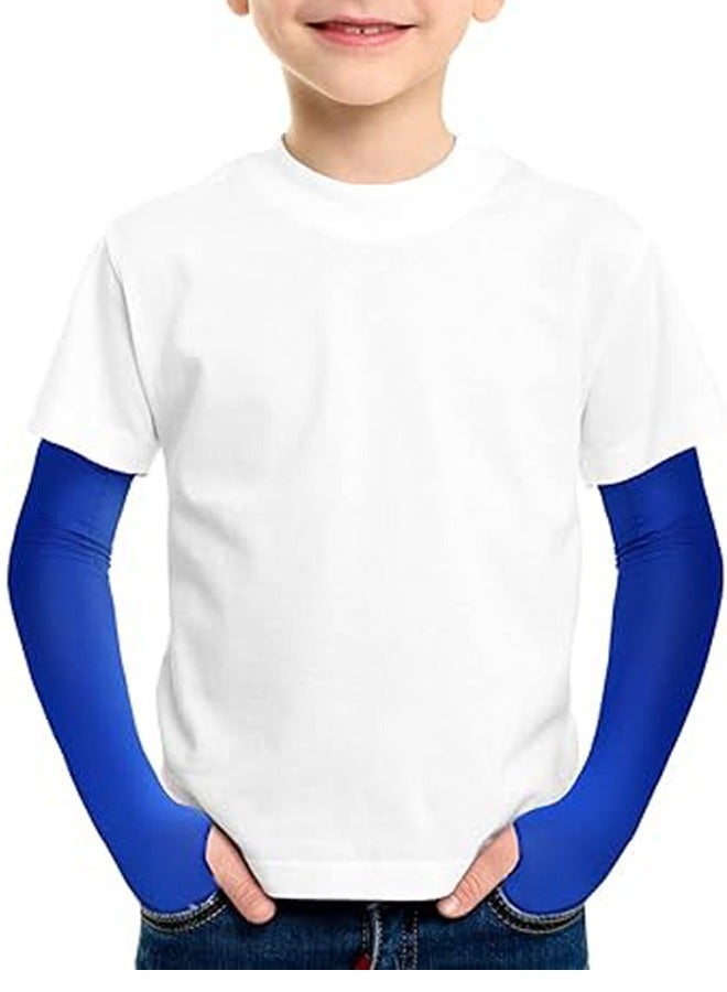 5 Pairs Arm Sleeves for Kids with Thumb Hole UV Sun Protection Sleeves Compression Sleeves Cooling Arm Cover Boys Girls Outdoor Sports Multi Colors - Image 3