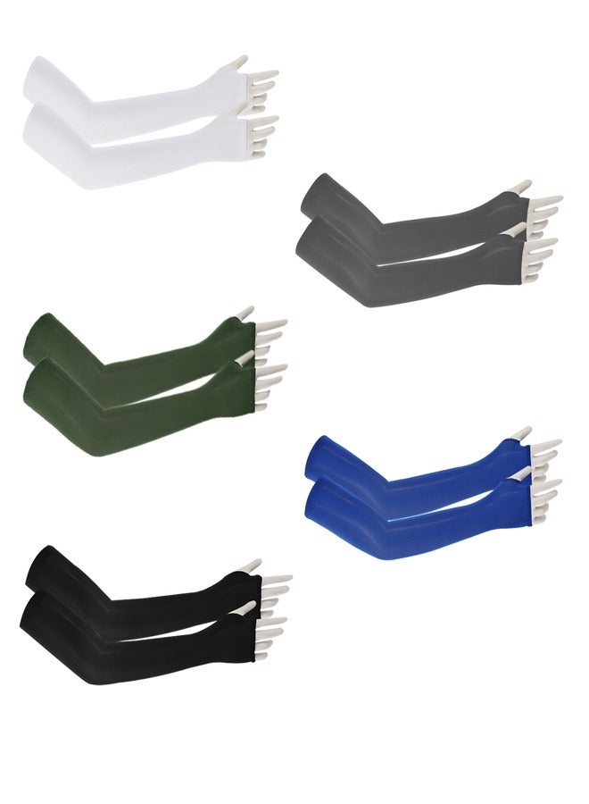 5 Pairs Arm Sleeves for Kids with Thumb Hole UV Sun Protection Sleeves Compression Sleeves Cooling Arm Cover Boys Girls Outdoor Sports Multi Colors - Image 1