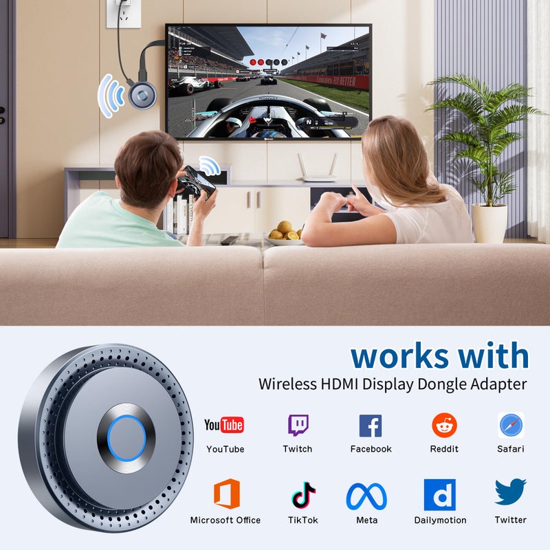 TPUFO Wireless HDMI Display Dongle Adapter, Wireless Transmitter, Streaming Media Video/Audio/File HDMI Wireless Extender from Laptop, PC, Smartphone to HDTV Projector Monitor - Image 3