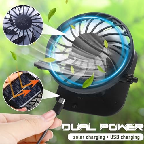 Berlune Men Sun Hat with 2 Solar Fan Fishing Wide Brim Sun Hat for Beach Outdoor Summer Camping, USB & Solar Powered(Army Green,Simple) - Image 4