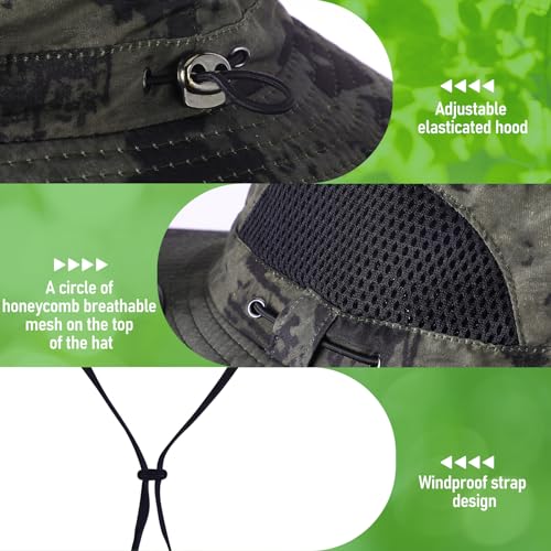 Berlune Men Sun Hat with 2 Solar Fan Fishing Wide Brim Sun Hat for Beach Outdoor Summer Camping, USB & Solar Powered(Army Green,Simple) - Image 3