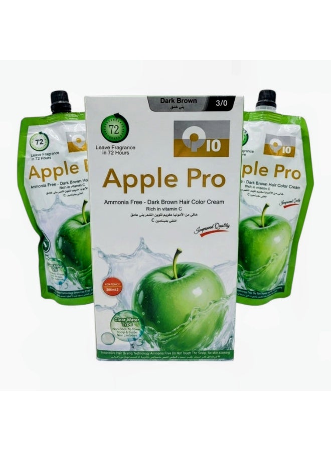 Apple Hair Color Cream with an Advanced Formula and 100% gray Coverage  Creamy Dark Brown Color  500 ml in 2 - Image 1