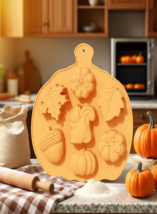 LZEDIRA 3 Pcs 3D Pumpkin Silicone Molds, Halloween & Thanksgiving Silicone Molds, Fall Chocolate Silicones Mold, Pumpkin, Maple Leaf, Pine Nuts Shapes for Candy Cake, Baking, Clay, Candle and Soap Decorating - Image 4