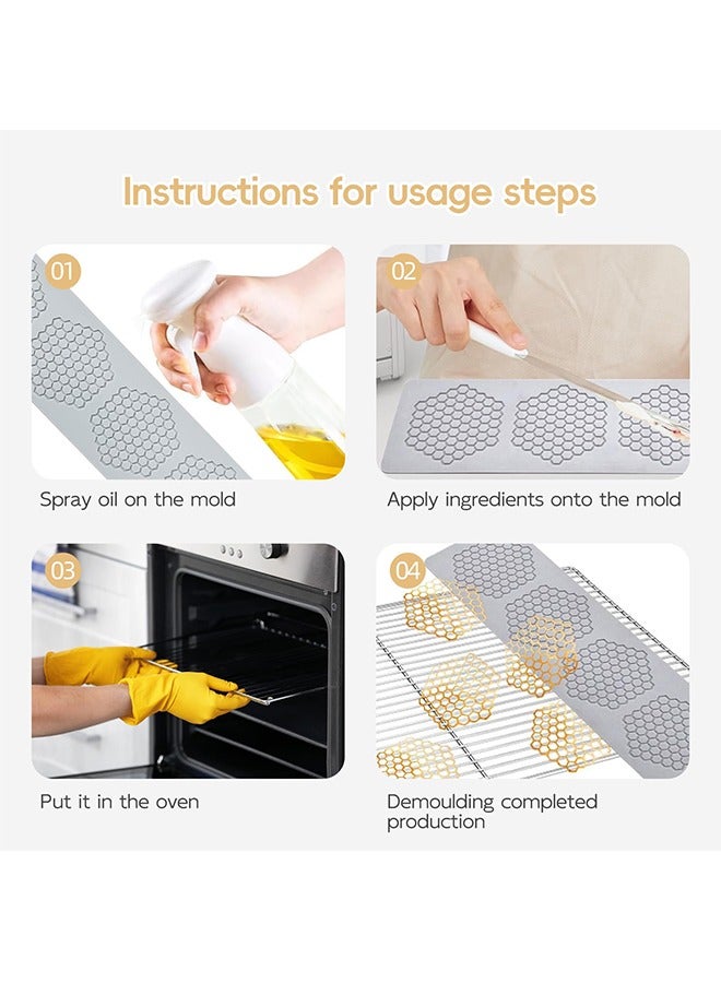 الوجبة قطعتان من قوالب العسل المصنوعة من السيليكون، حصيرة الدانتيل على شكل خلية نحل، قوالب الفوندان، قوالب السيليكون ثلاثية الأبعاد على شكل خلية نحل للخبز، الكعك، الشوكولاتة، تزيين الحلوى للمطبخ - Image 4