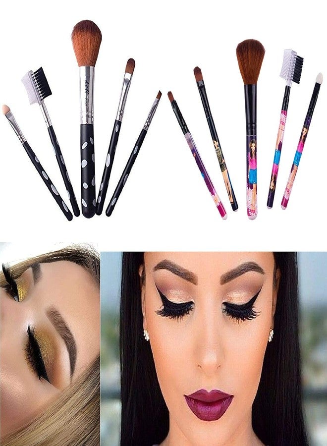 Glan Makeup Brush Set For Women And Girls Saloon Accessories Multi Color, 5 Brushes - Image 3