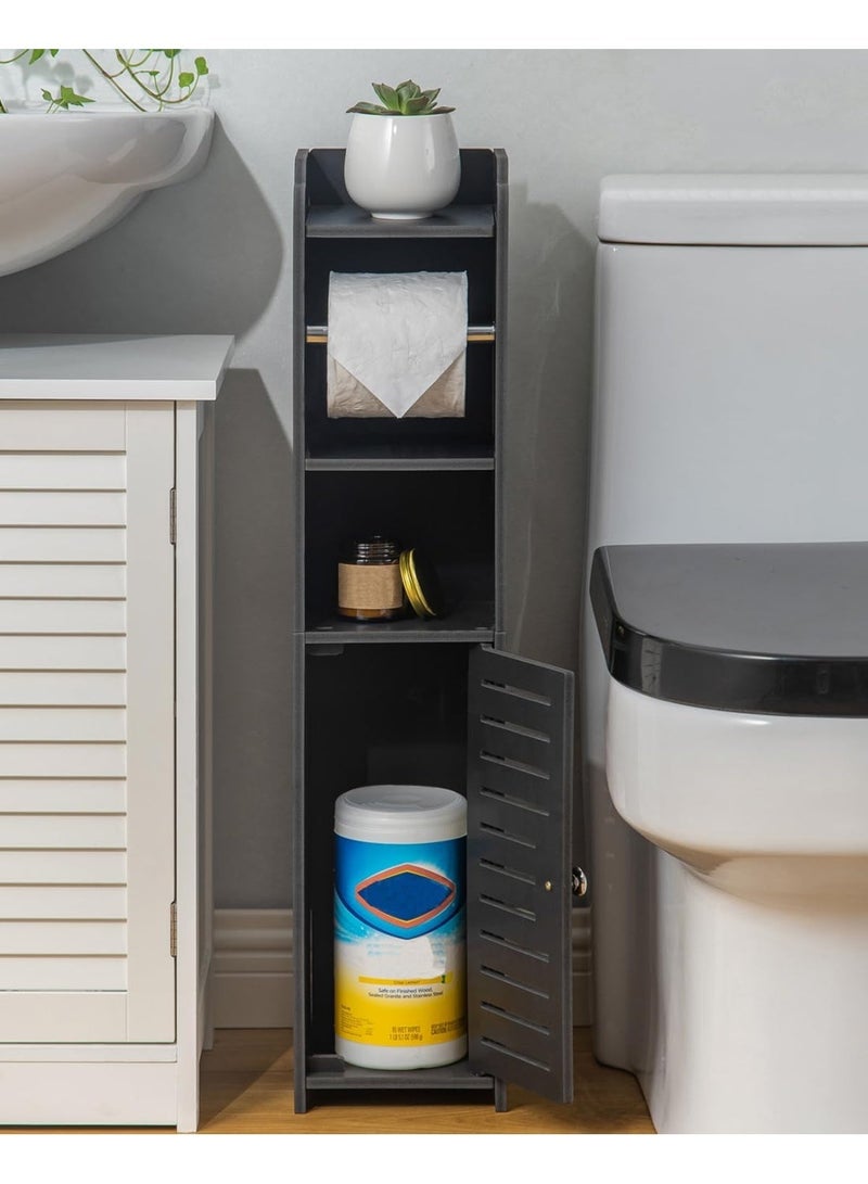 كيوومي حامل ورق تواليت، خزانة حمام، منظم مناديل متعدد الوظائف، عالمي لأي مساحة، مادة PVC، الارتفاع 76 سم (30 بوصة)، أسود - Image 5
