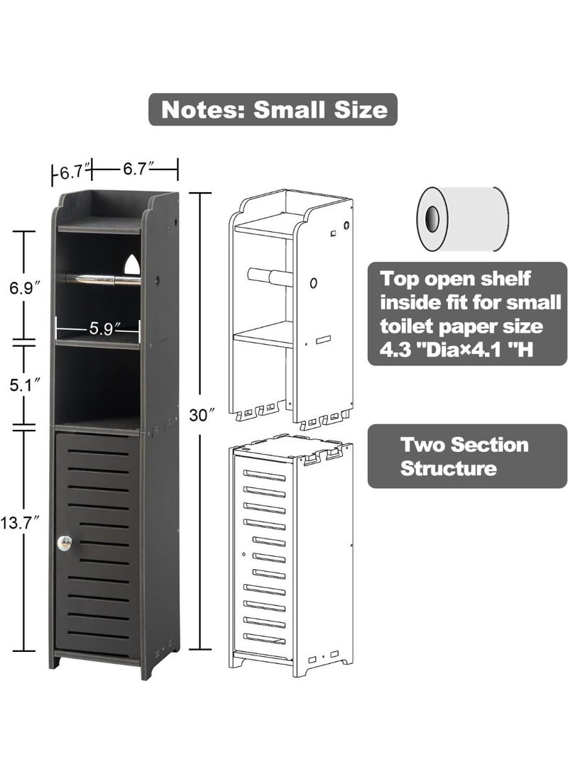 كيوومي حامل ورق تواليت، خزانة حمام، منظم مناديل متعدد الوظائف، عالمي لأي مساحة، مادة PVC، الارتفاع 76 سم (30 بوصة)، أسود - Image 4