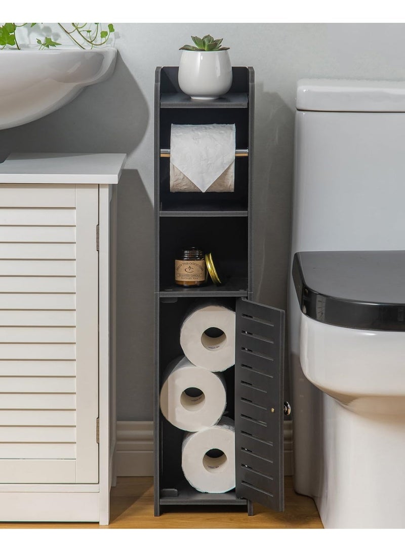 كيوومي حامل ورق تواليت، خزانة حمام، منظم مناديل متعدد الوظائف، عالمي لأي مساحة، مادة PVC، الارتفاع 76 سم (30 بوصة)، أسود - Image 3