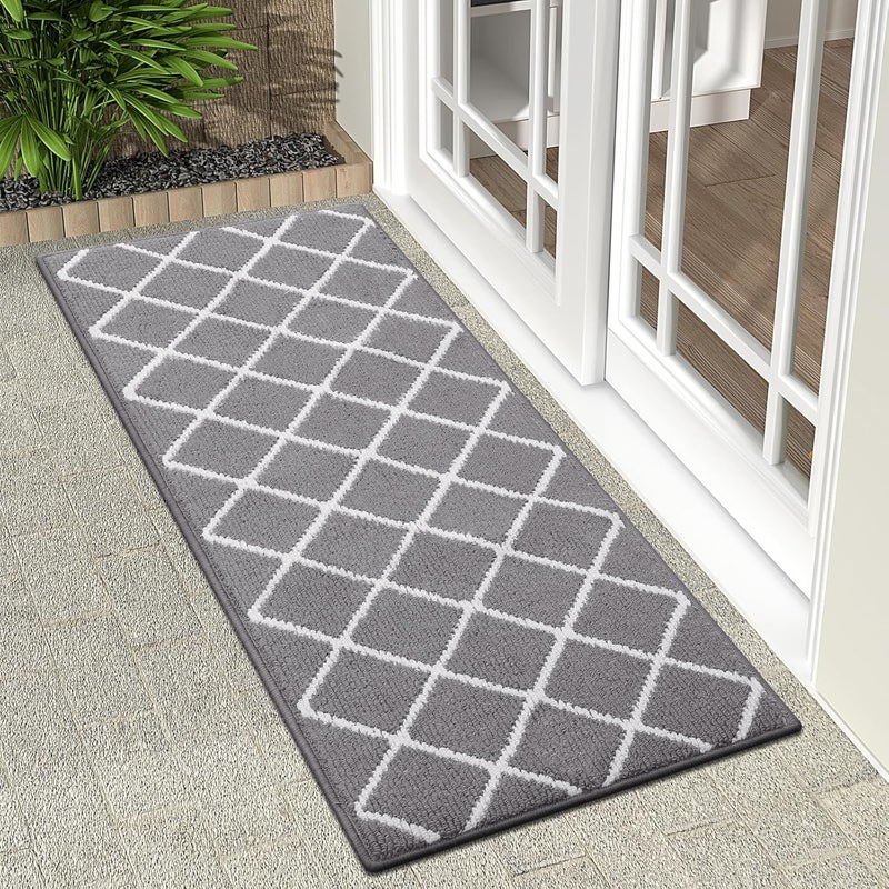 Finchitty Indoor Door Mat, Dirt Resistant and Absorbent, Low-Profile, Non-Slip, Washable Inside Floor Mats for Front Door, Back, and Entrance, 47" x 20", Grey - Image 1