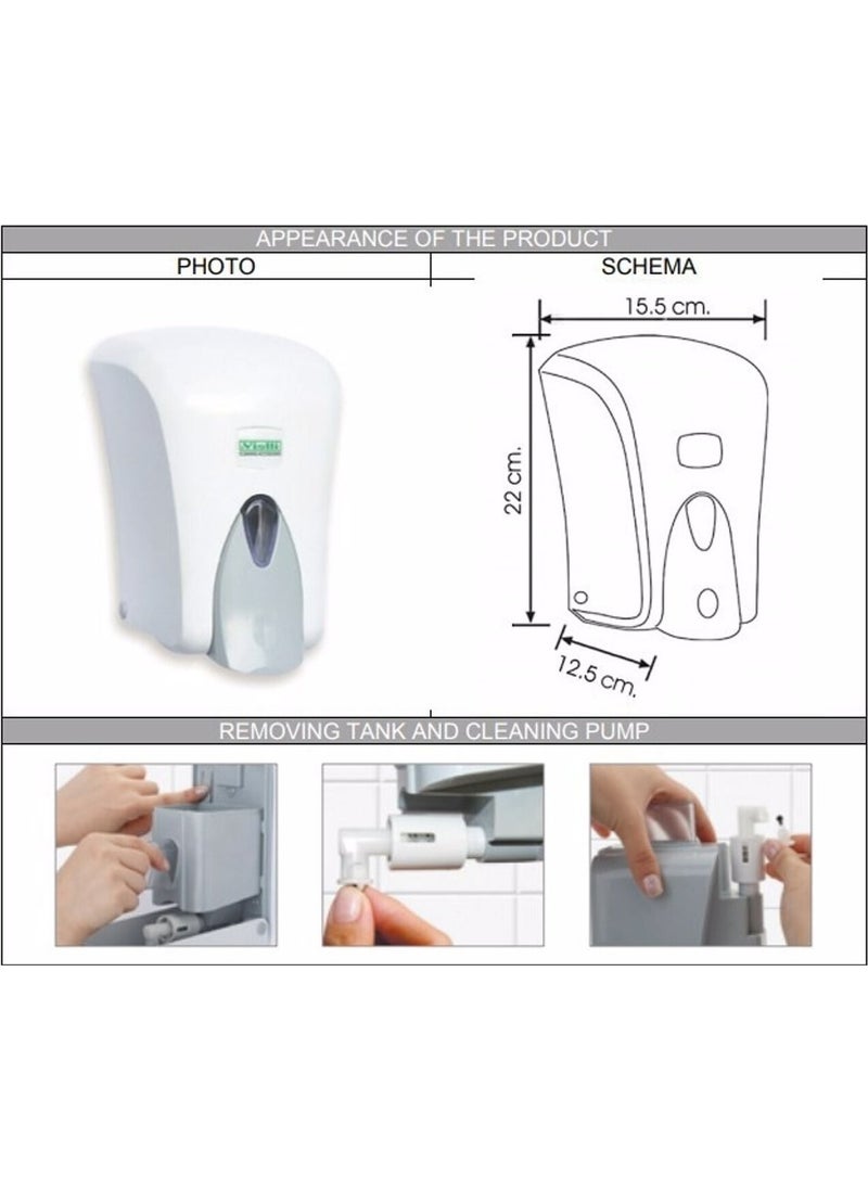 Vialli Vial S6 with Chamber 1000 Ml. White Liquid Soap Dispenser / Liquid Soap Dispenser / Apparatus  - Image 4