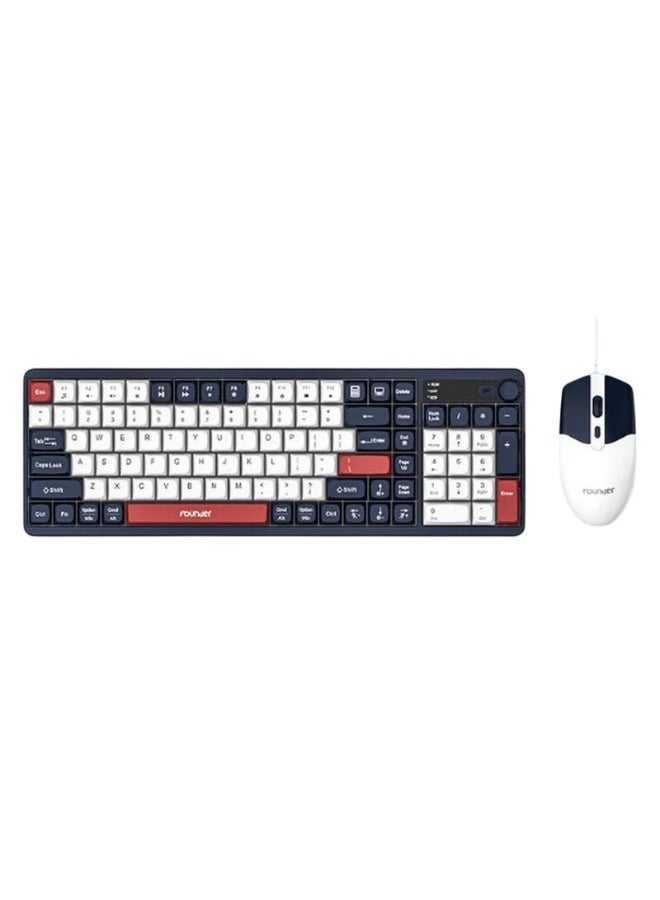 المؤسس مجموعة لوحة مفاتيح وماوس KM650 للألعاب، بإضاءة RGB، سلكية USB، تدعم AR/EN، مزودة بخاصية النقر الغشائي مع زر للتحكم في مستوى الصوت، دقة 1200 نقطة في البوصة، متعددة الوسائط، متوافقة مع الألعاب، الأعمال، أجهزة الكمبيوتر الشخصية، أجهزة ماك ، وأنظمة وندوز. - Image 1