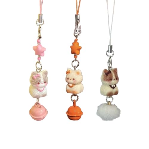 Aeenioy 3PCS Phone Charms, Siamese Cat Bell Charm for Phone Case, Cute Bag Charms for Women, Kawaii Keychain for Girls, Mobile Charm, Cat Keychain - Image 1