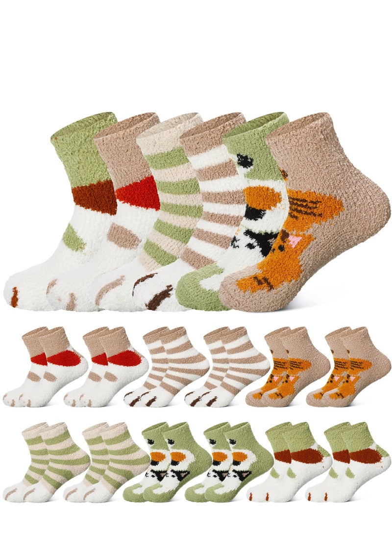 KASTWAVE 14 Pairs Womens Fuzzy Socks Soft Fluffy Socks Winter Warm Socks Cute Slipper Socks for Women Girls Gifts - Image 1