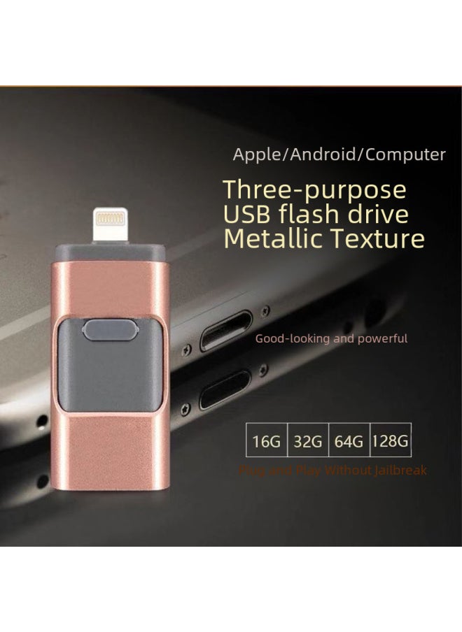 Type-c Android Computer Four-in-one Metal Push-pull Usb Flash Drive 64g 128g 1tb 2tb For Phones Computers-Color:Pink-Capacity:1TB  - Image 2