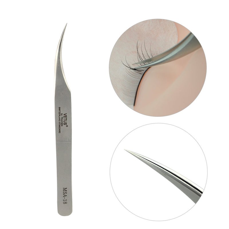 Qeelasee 2 Pieces Vetus Eyelash Tweezers Fine Point High Precision Stainless Steel Tweezers with Suprior Case - Image 2