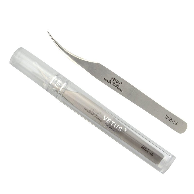 Qeelasee 2 Pieces Vetus Eyelash Tweezers Fine Point High Precision Stainless Steel Tweezers with Suprior Case - Image 4