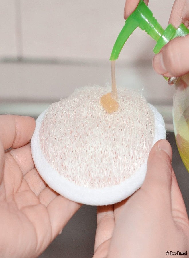 ECO-FUSED Loofah Pads (Pack of 5) - Exfoliating Scrubbing Sponges - Natural Luffa Material - Essential Skin Care Product - for Shower/Bath - Fibrous Texture - Perfect for Face/Body Wash - Wet It and Apply Soap - Image 5