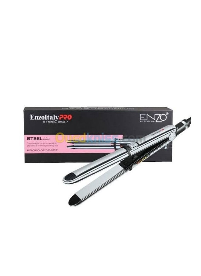 ENZO Professional - ENZO PRO Steel EN-3127 Professional Hair Straightener with Advanced Heat Technology, Adjustable Temperature Settings, and Ergonomic Design - Perfect for Smooth, Sleek, and Frizz-Free Hair - Intl Version - Image 1