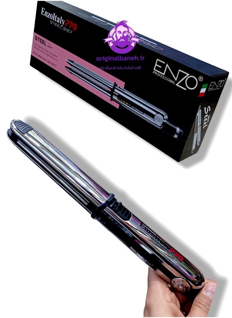 ENZO Professional - ENZO PRO Steel EN-3127 Professional Hair Straightener with Advanced Heat Technology, Adjustable Temperature Settings, and Ergonomic Design - Perfect for Smooth, Sleek, and Frizz-Free Hair - Intl Version - Image 1
