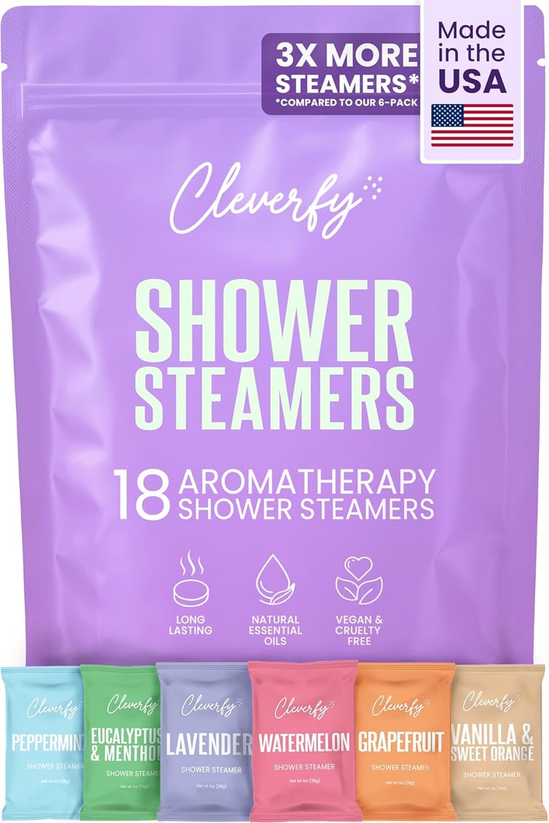 Cleverfy Shower Steamers for Aromatherapy  Purple Variety Set of 18 Shower Bombs
