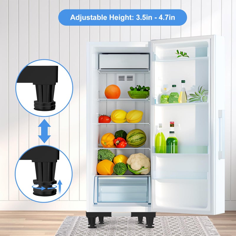 Kupao Mini Fridge Stand Adjustable Universal Base With 4 Strong Feet Washer Dryer Pedestal For Refrigerator  Washing Machine  Black - Image 2