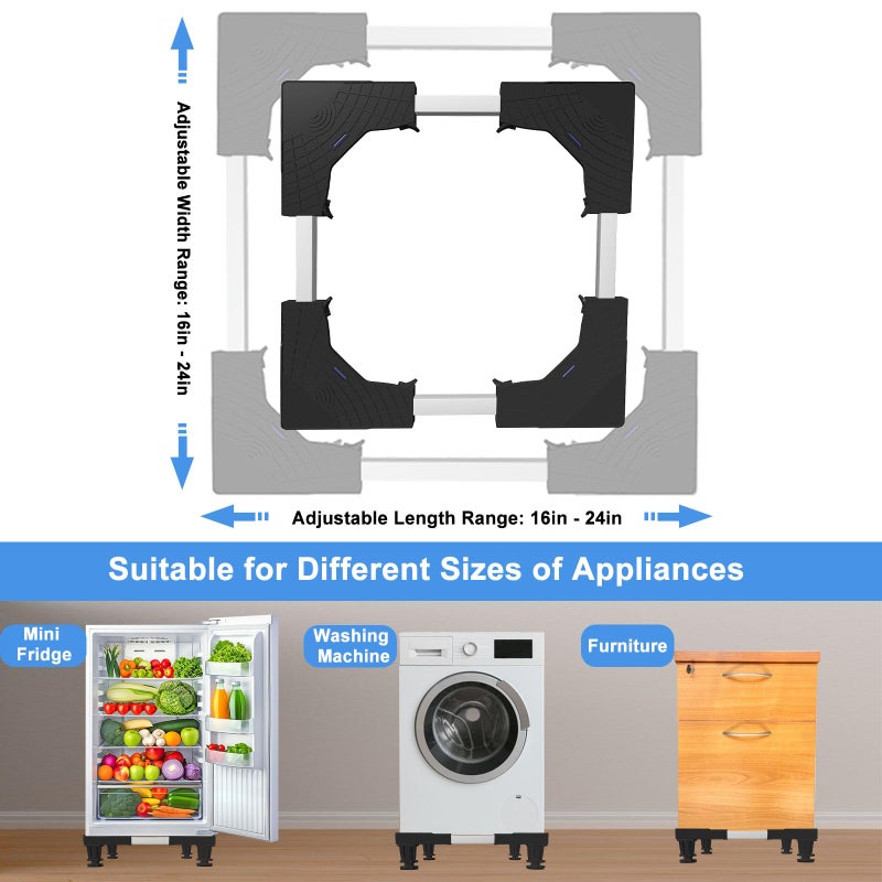 Kupao Mini Fridge Stand Adjustable Universal Base With 4 Strong Feet Washer Dryer Pedestal For Refrigerator  Washing Machine  Black - Image 4