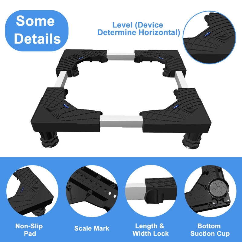 Kupao Mini Fridge Stand Adjustable Universal Base With 4 Strong Feet Washer Dryer Pedestal For Refrigerator  Washing Machine  Black - Image 3