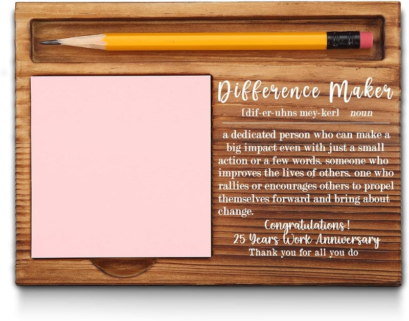 akeke 25th Work Anniversary Sticky Note Holder, Thank You Appreciation 25 Year Work Anniversary Decor Gifts for Coworker, Employee, Him, Her, Happy 25th Work Anniversary Self-Stick Note Pad Holders GAA45 - Image 1