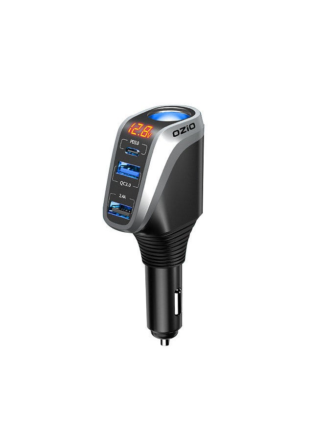 OZIO - OZiO Car Charge Adapter Multifunctional Quick Charge Device with Voltage Display for 12-24V Car Truck SUV RV - Image 1